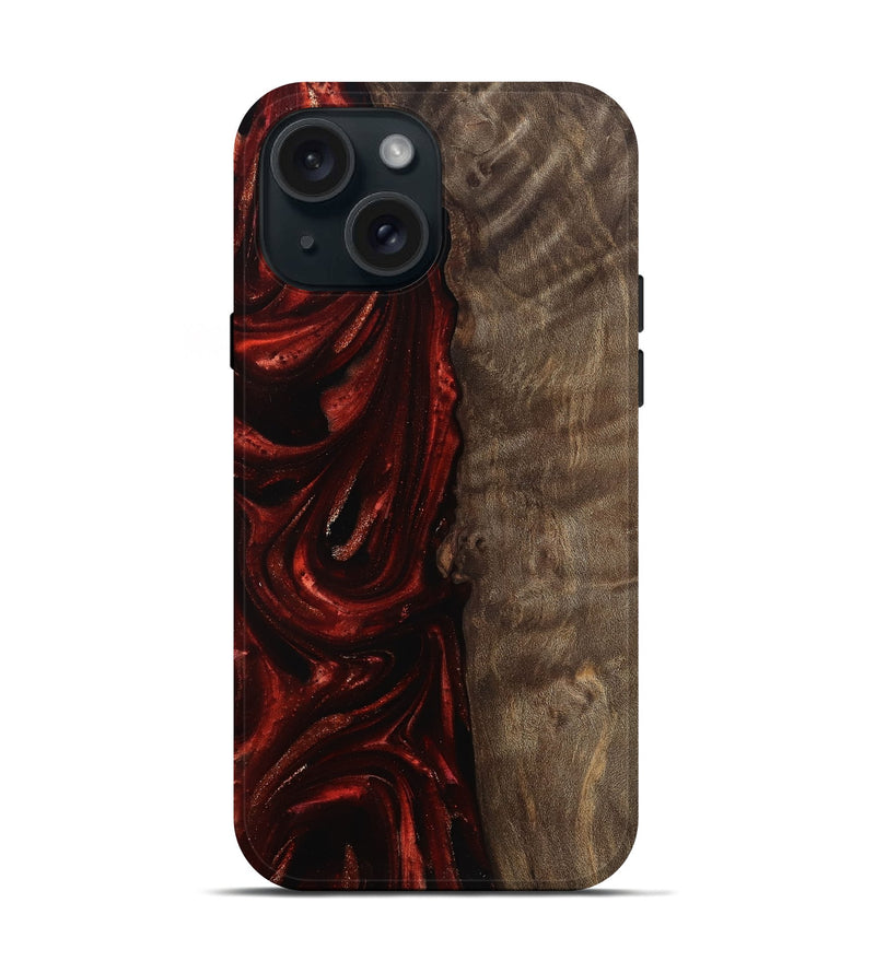 iPhone 15 Wood Live Edge Phone Case - Uriah (Red, 812948)