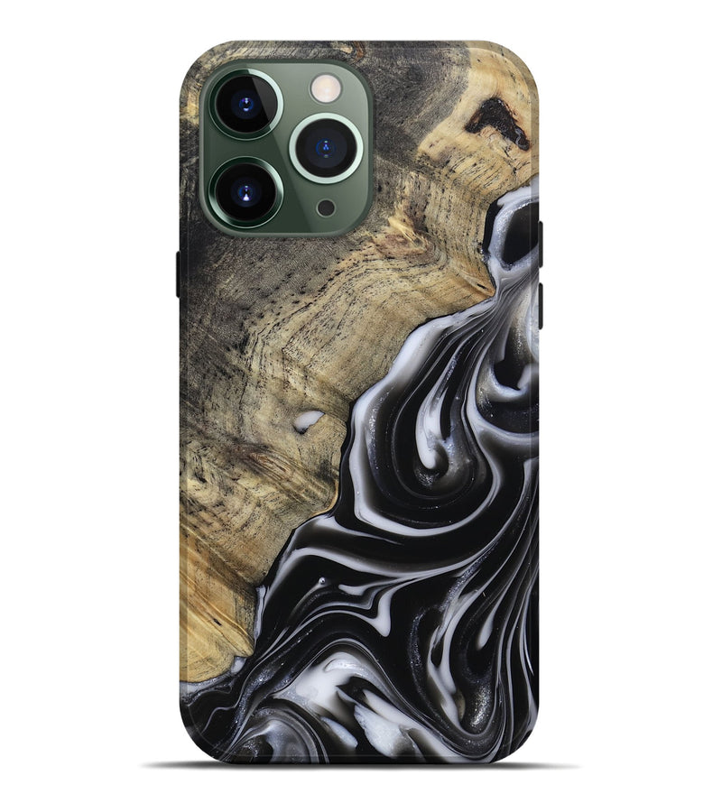 iPhone 13 Pro Max Wood Live Edge Phone Case - Billy (Black & White, 812951)