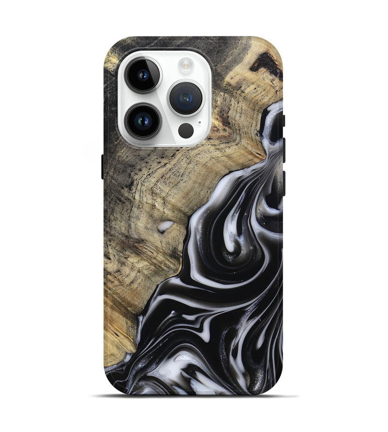iPhone 15 Pro Wood Live Edge Phone Case - Billy (Black & White, 812951)