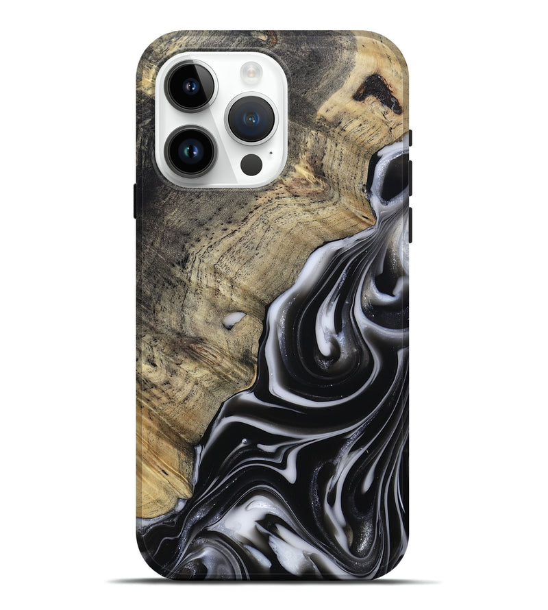 iPhone 15 Pro Max Wood Live Edge Phone Case - Billy (Black & White, 812951)