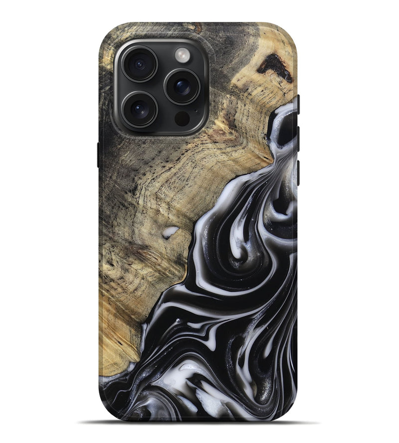 iPhone 16 Pro Max Wood Live Edge Phone Case - Billy (Black & White, 812951)