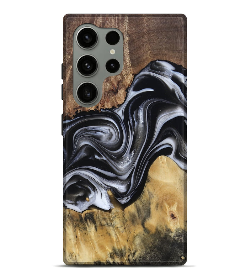 Galaxy S24 Ultra Wood Live Edge Phone Case - Raina (Black & White, 812952)