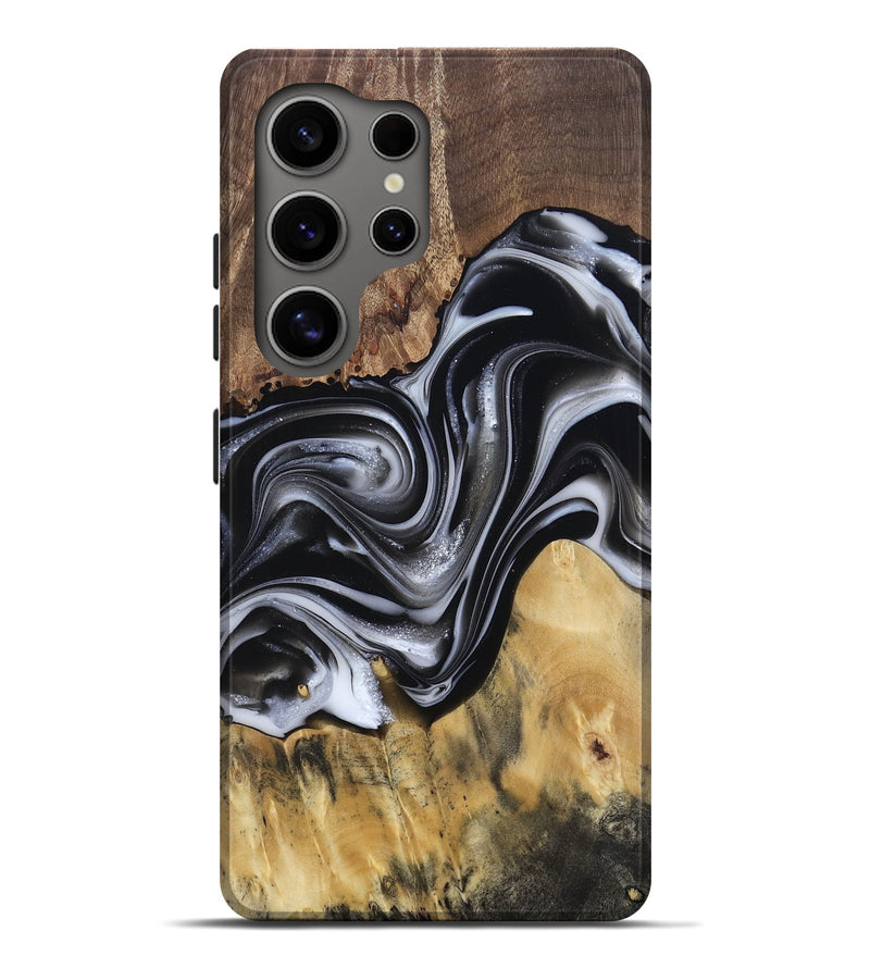 Galaxy S25 Ultra Wood Live Edge Phone Case - Raina (Black & White, 812952)
