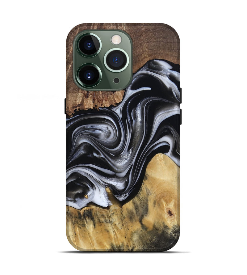 iPhone 13 Pro Wood Live Edge Phone Case - Raina (Black & White, 812952)
