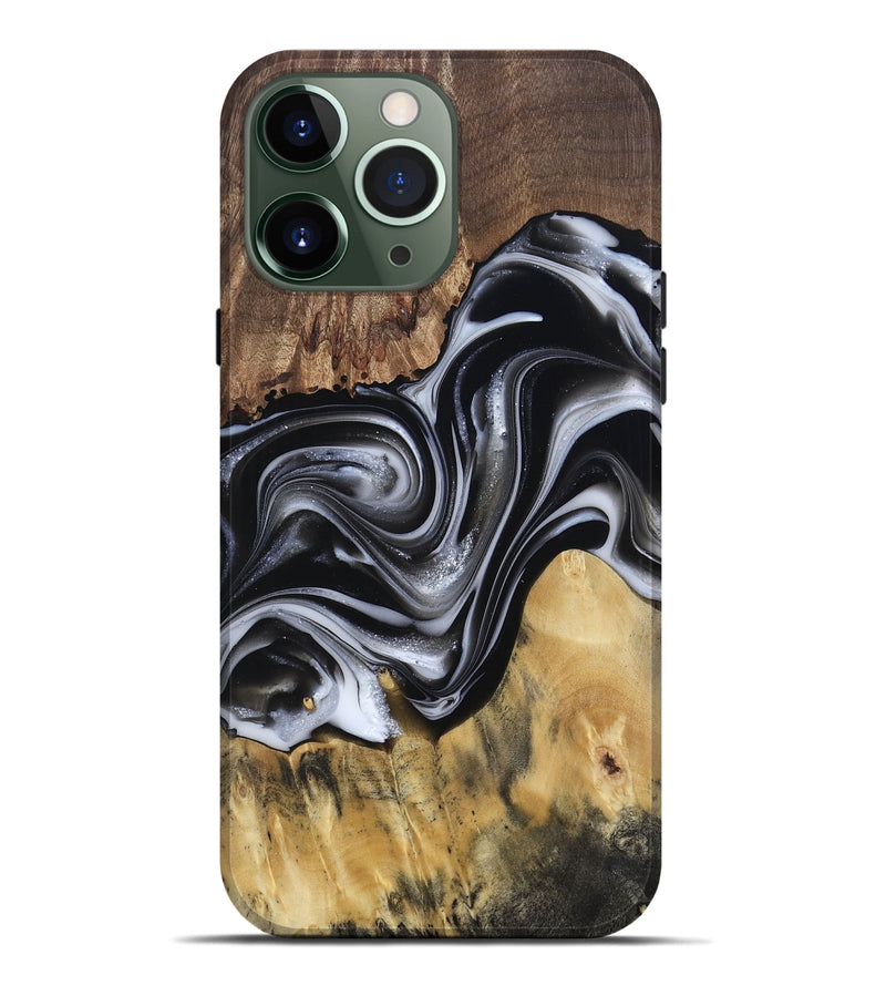 iPhone 13 Pro Max Wood Live Edge Phone Case - Raina (Black & White, 812952)