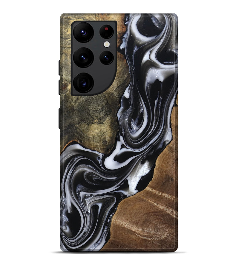 Galaxy S22 Ultra Wood Live Edge Phone Case - Shawna (Black & White, 812953)