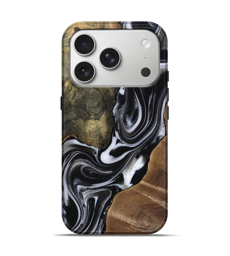 iPhone 17 Pro Wood Live Edge Phone Case - Shawna (Black & White, 812953)