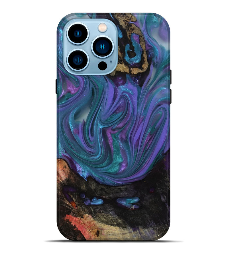 iPhone 14 Pro Max Wood Live Edge Phone Case - Flora (Purple, 812955)