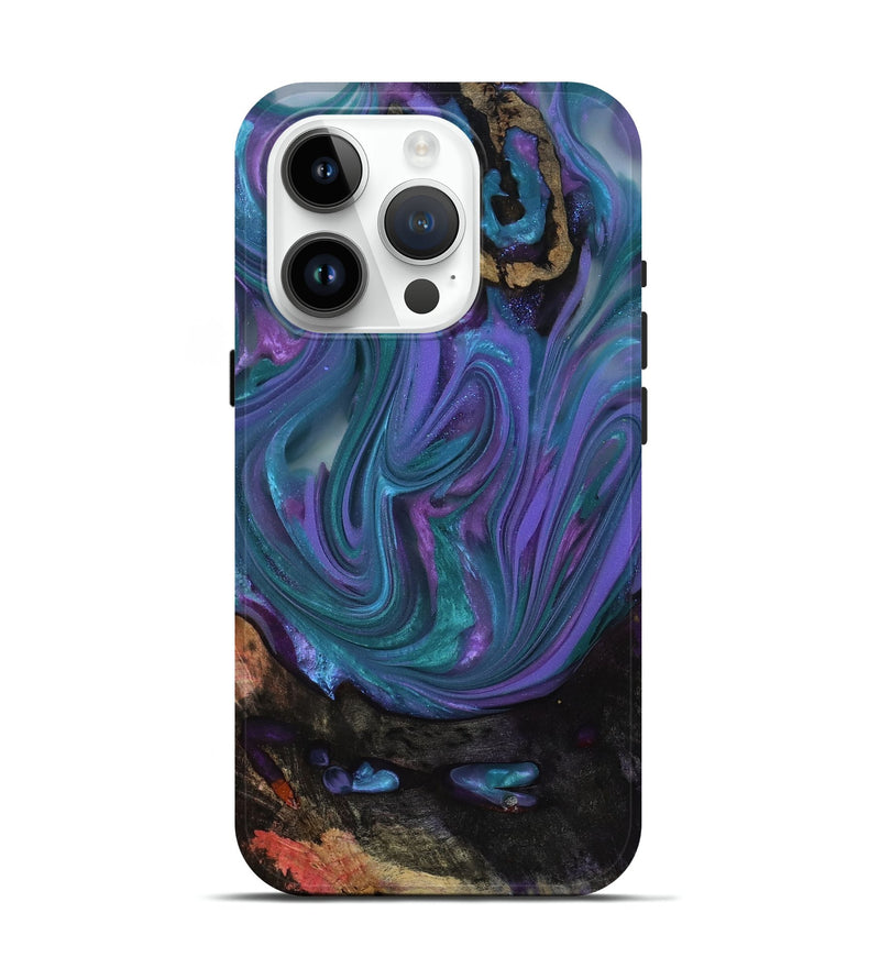 iPhone 15 Pro Wood Live Edge Phone Case - Flora (Purple, 812955)