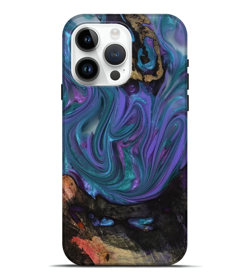 iPhone 15 Pro Max Wood Live Edge Phone Case - Flora (Purple, 812955)