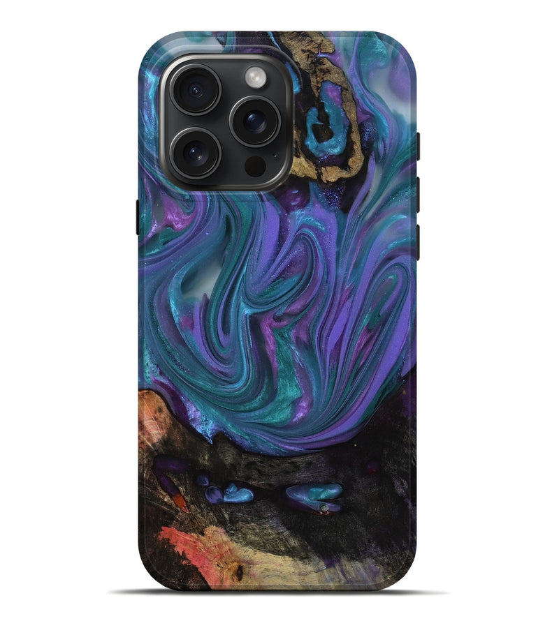 iPhone 16 Pro Max Wood Live Edge Phone Case - Flora (Purple, 812955)