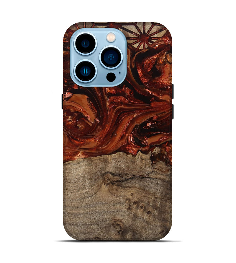 iPhone 14 Pro Wood Live Edge Phone Case - Deloris (Red, 812959)