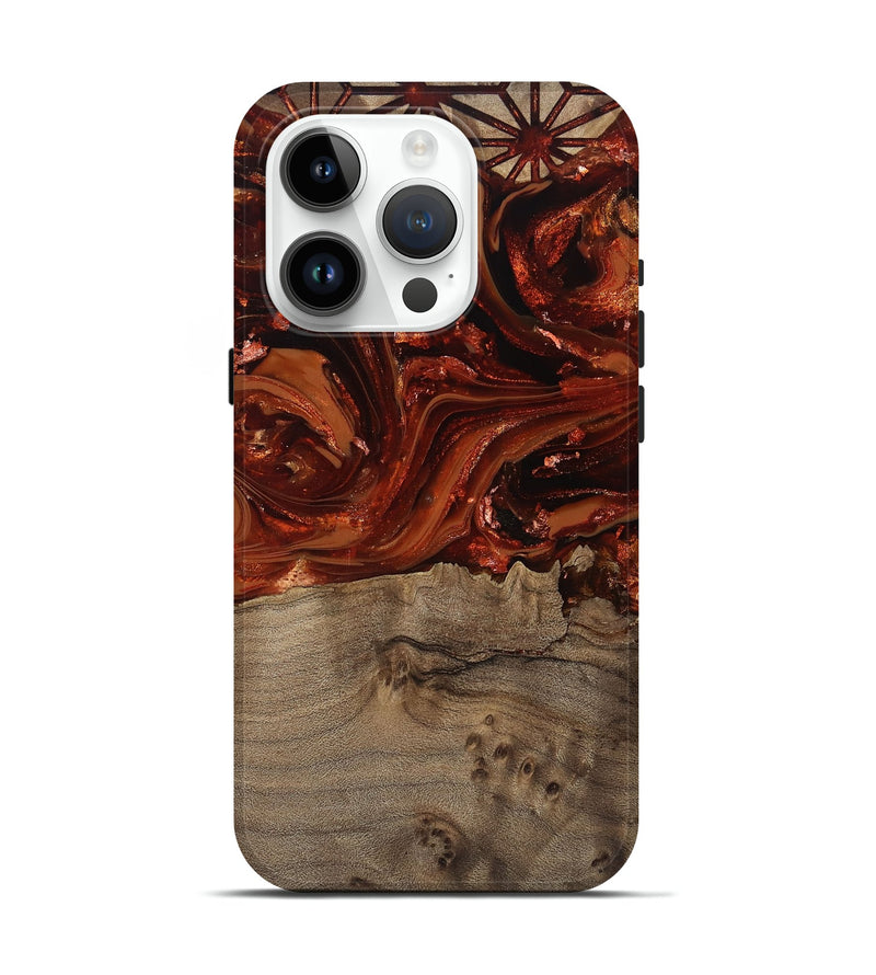 iPhone 15 Pro Wood Live Edge Phone Case - Deloris (Red, 812959)