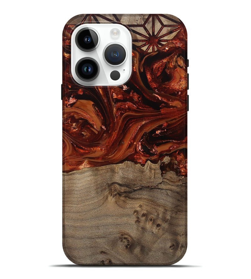 iPhone 15 Pro Max Wood Live Edge Phone Case - Deloris (Red, 812959)