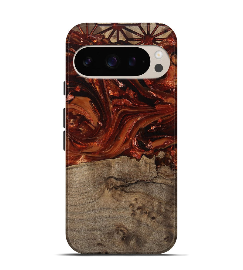 Pixel 9 Pro Wood Live Edge Phone Case - Deloris (Red, 812959)