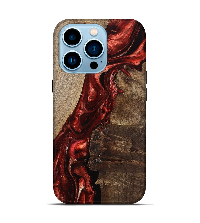 iPhone 14 Pro Wood Live Edge Phone Case - Mariana (Red, 812964)