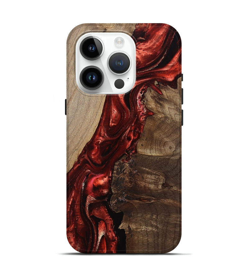 iPhone 15 Pro Wood Live Edge Phone Case - Mariana (Red, 812964)