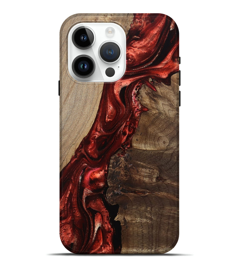 iPhone 15 Pro Max Wood Live Edge Phone Case - Mariana (Red, 812964)