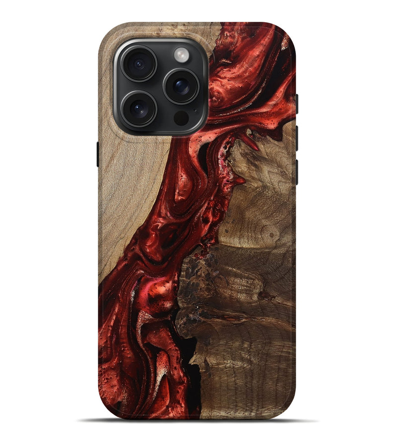 iPhone 16 Pro Max Wood Live Edge Phone Case - Mariana (Red, 812964)