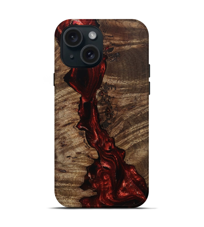 iPhone 15 Wood Live Edge Phone Case - Tanner (Red, 812965)