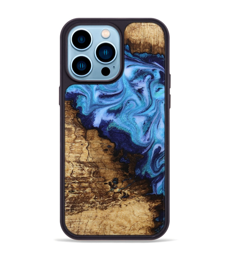 iPhone 14 Pro Max Wood Phone Case - Wilder (Blue, 812970)