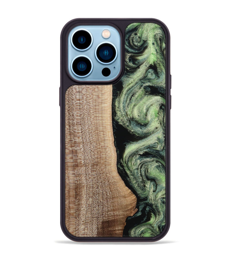 iPhone 14 Pro Max Wood Phone Case - Lina (Green, 812973)
