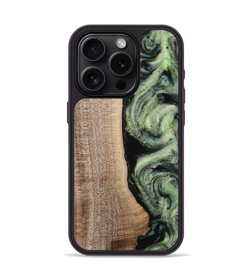 iPhone 15 Pro Wood Phone Case - Lina (Green, 812973)