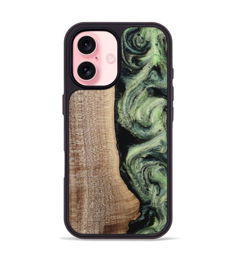 iPhone 16 Wood Phone Case - Lina (Green, 812973)