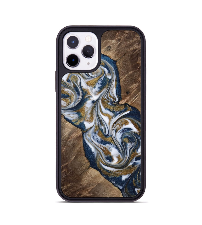 iPhone 11 Pro Wood Phone Case - Kye (Teal & Gold, 812978)
