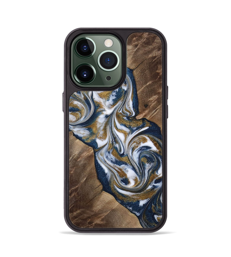 iPhone 13 Pro Wood Phone Case - Kye (Teal & Gold, 812978)