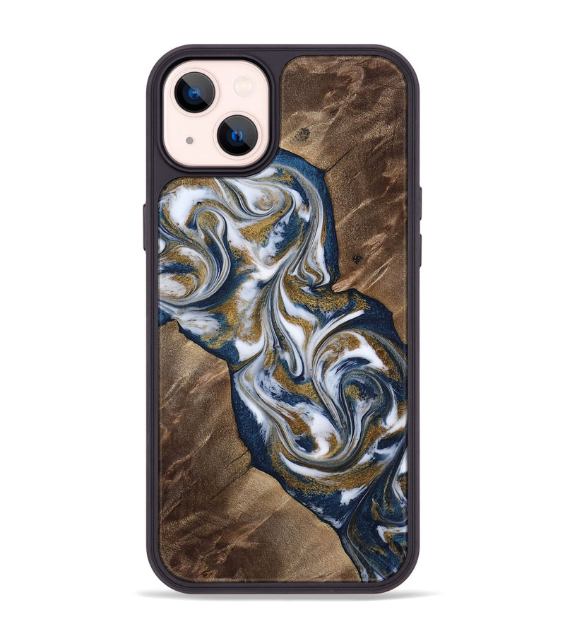 iPhone 14 Plus Wood Phone Case - Kye (Teal & Gold, 812978)