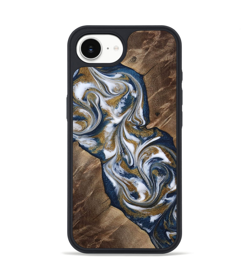iPhone 16e Wood Phone Case - Kye (Teal & Gold, 812978)