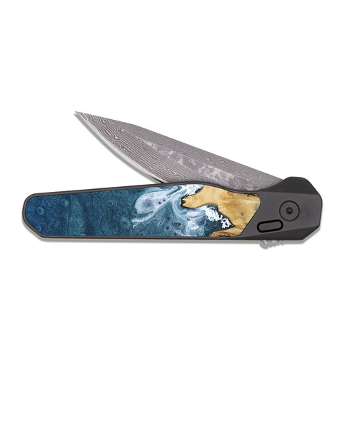 EDC Dark Damascus Wood Pocket Knife - Mamie (Coastal, 812992)