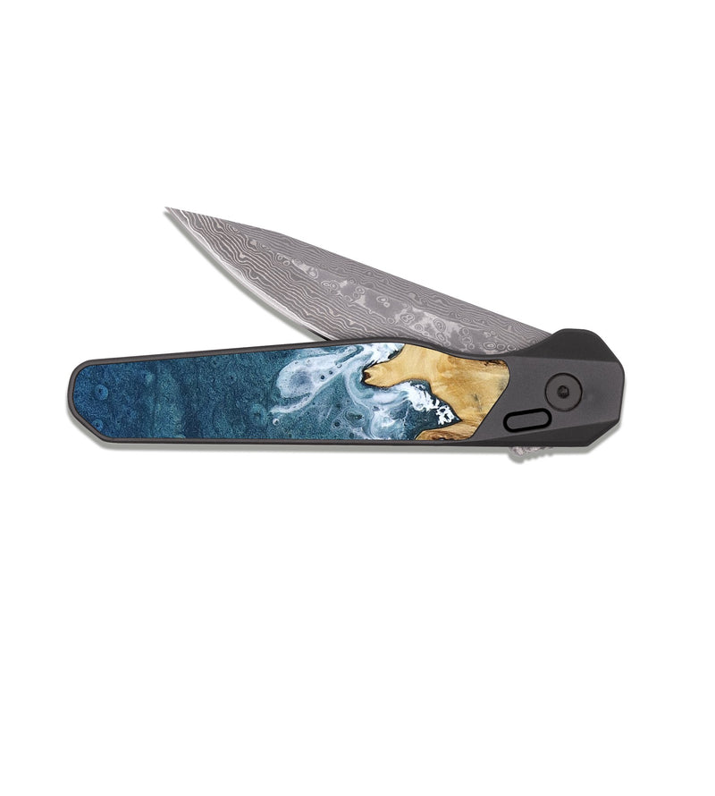 EDC Dark Damascus Wood Pocket Knife - Mamie (Coastal, 812992)