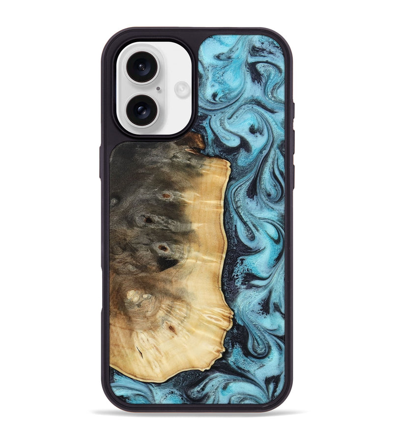 iPhone 16 Plus Wood Phone Case - Orin (Blue, 813083)