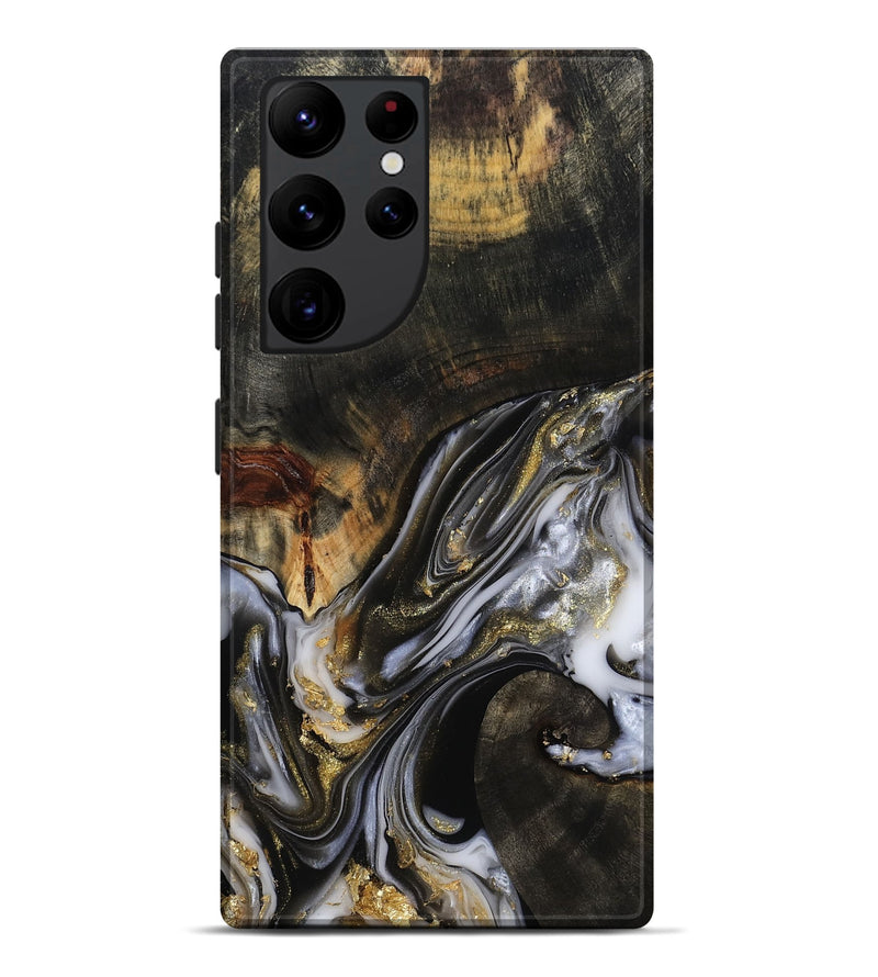 Galaxy S22 Ultra Wood Live Edge Phone Case - Natalya (Black & White, 813127)