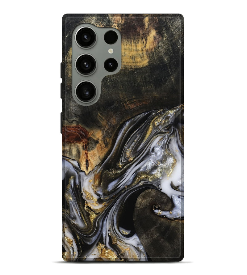 Galaxy S24 Ultra Wood Live Edge Phone Case - Natalya (Black & White, 813127)