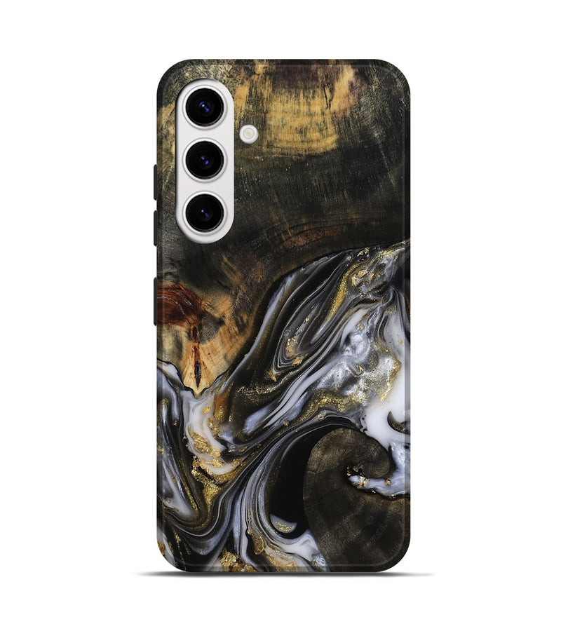 Galaxy S25 Wood Live Edge Phone Case - Natalya (Black & White, 813127)