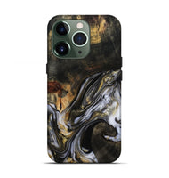 iPhone 13 Pro Wood Live Edge Phone Case - Natalya (Black & White, 813127)