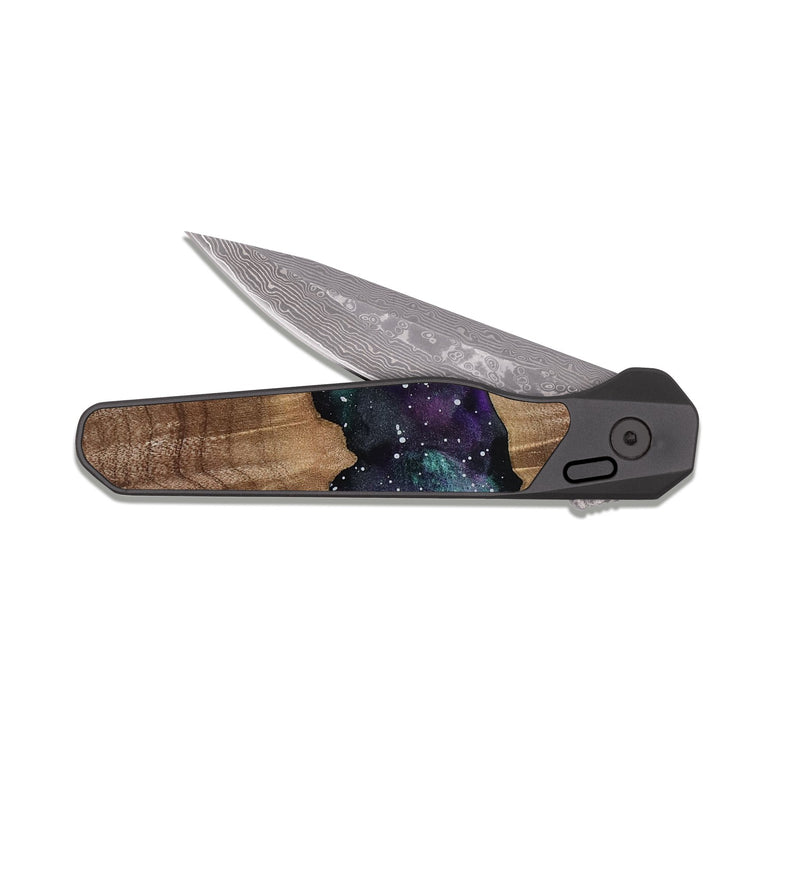 EDC Dark Damascus Wood Pocket Knife - Darnell (Cosmos, 813151)