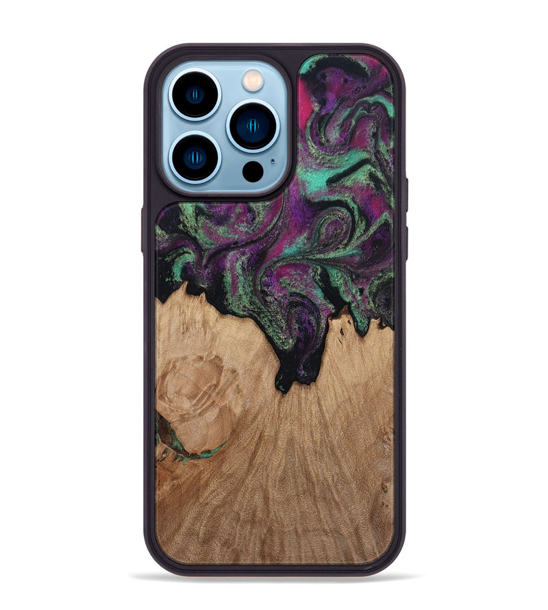 iPhone 14 Pro Max Wood Phone Case - Kiley (Green, 813221)