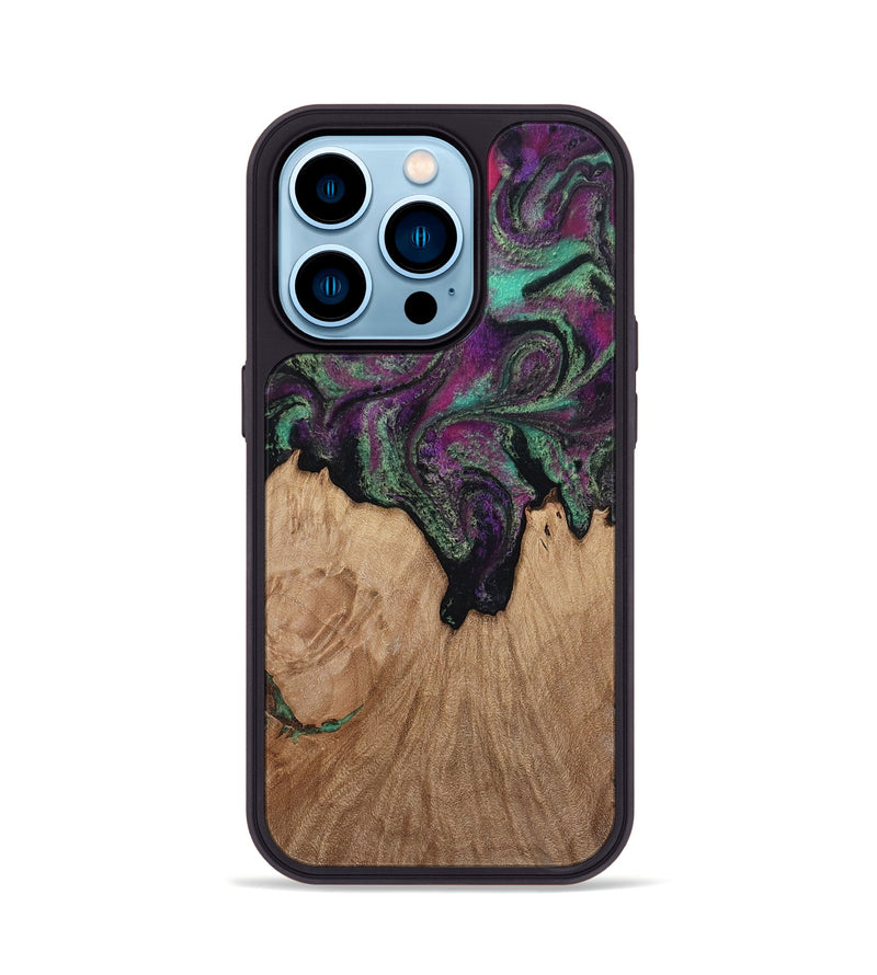 iPhone 14 Pro Wood Phone Case - Kiley (Green, 813221)