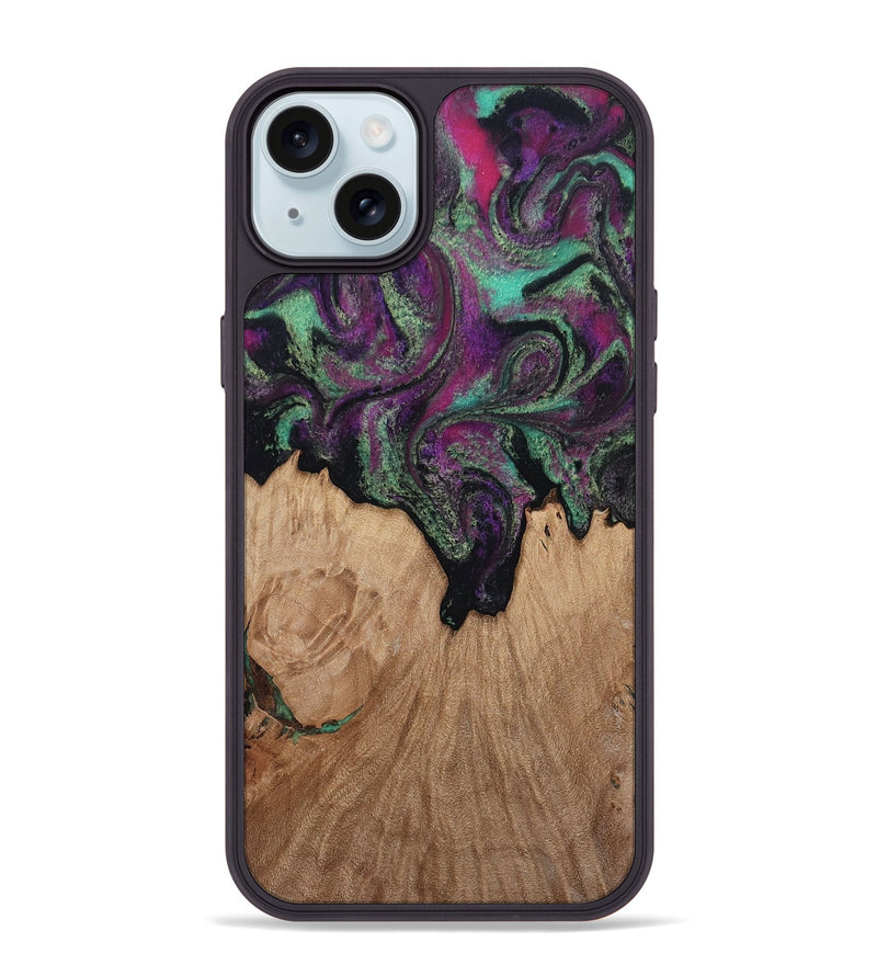 iPhone 15 Plus Wood Phone Case - Kiley (Green, 813221)