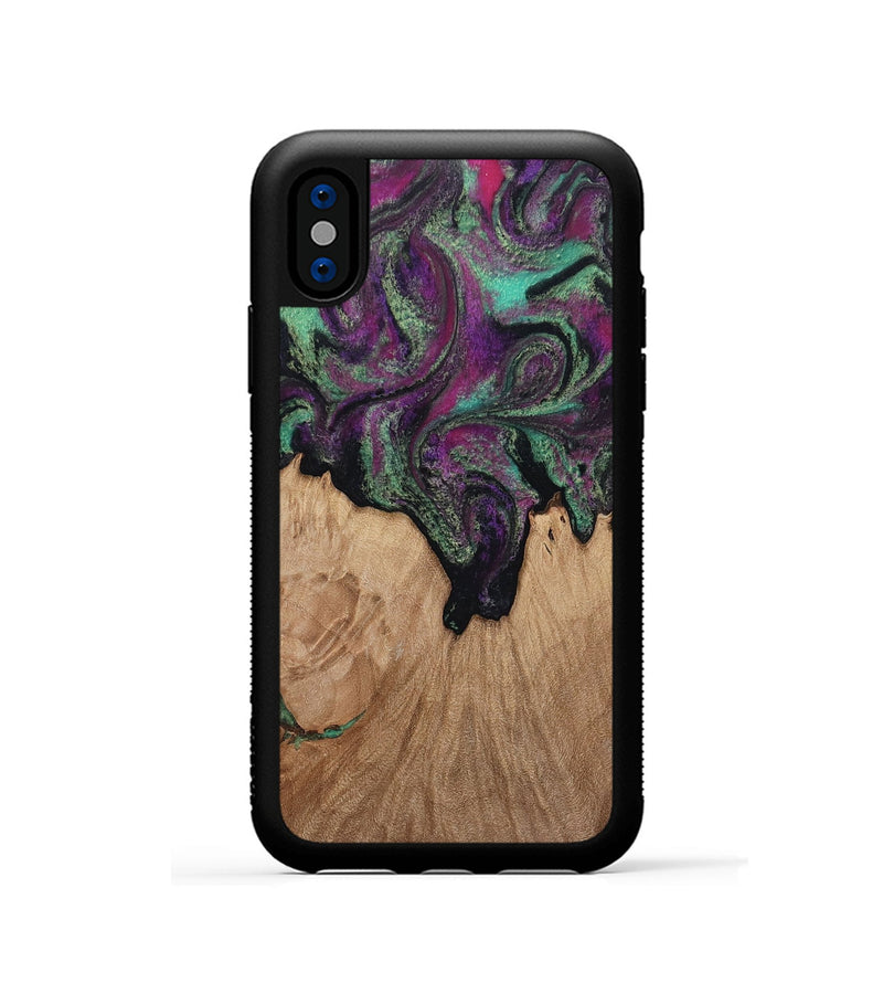 iPhone Xs Wood Phone Case - Kiley (Green, 813221)