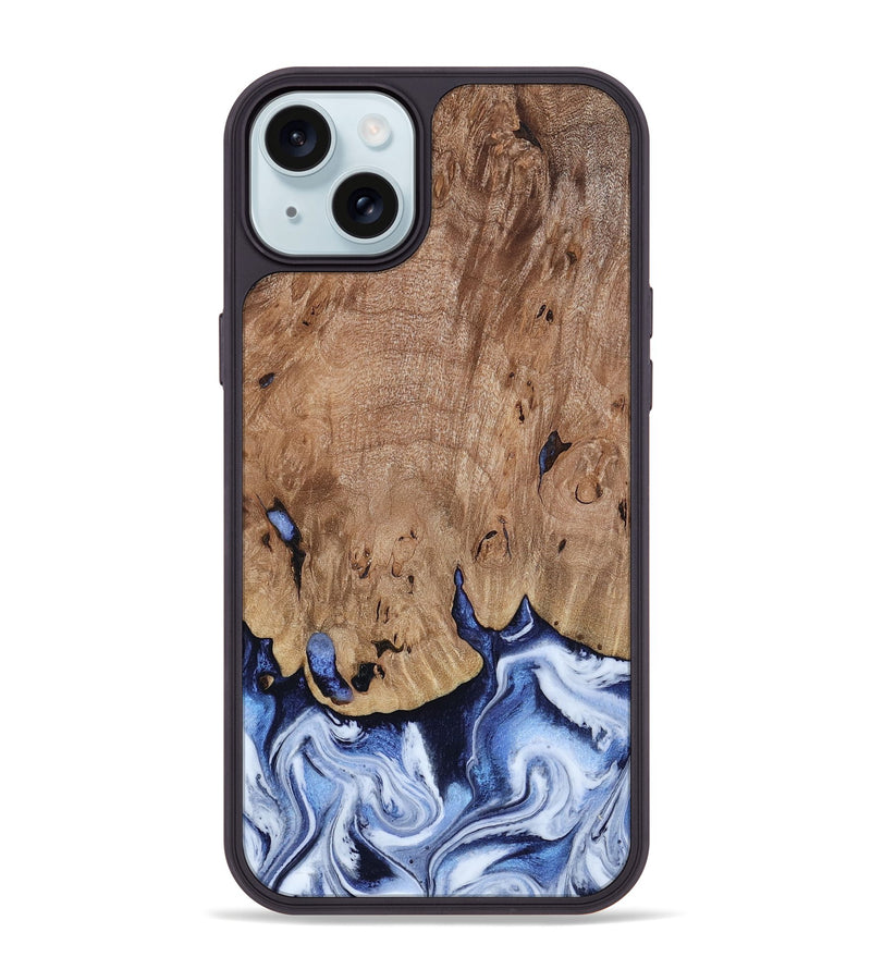 iPhone 15 Plus Wood Phone Case - Price (Blue, 813242)