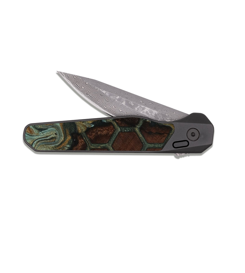 EDC Dark Damascus Wood Pocket Knife - Sally (Pattern, 813260)
