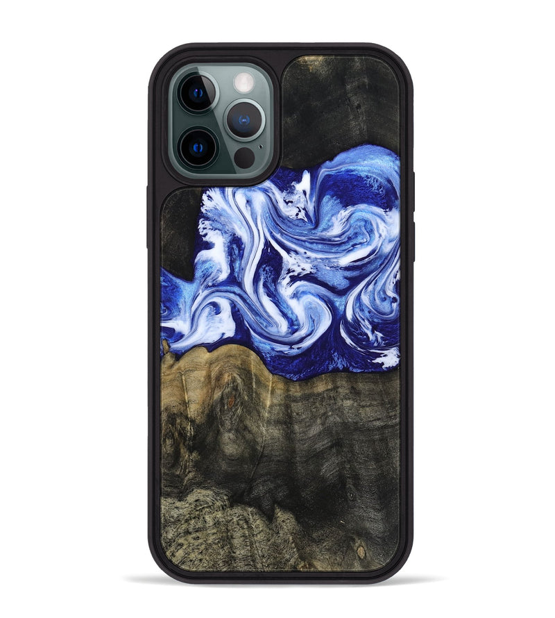 iPhone 12 Pro Max Wood Phone Case - Geo (Blue, 813276)