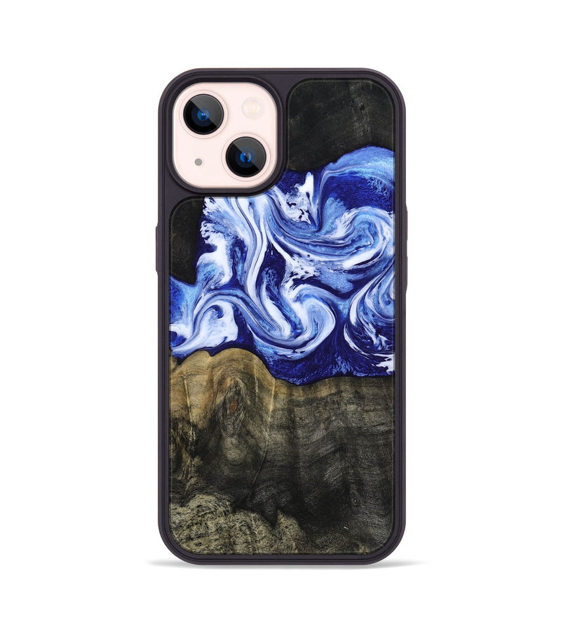 iPhone 14 Wood Phone Case - Geo (Blue, 813276)