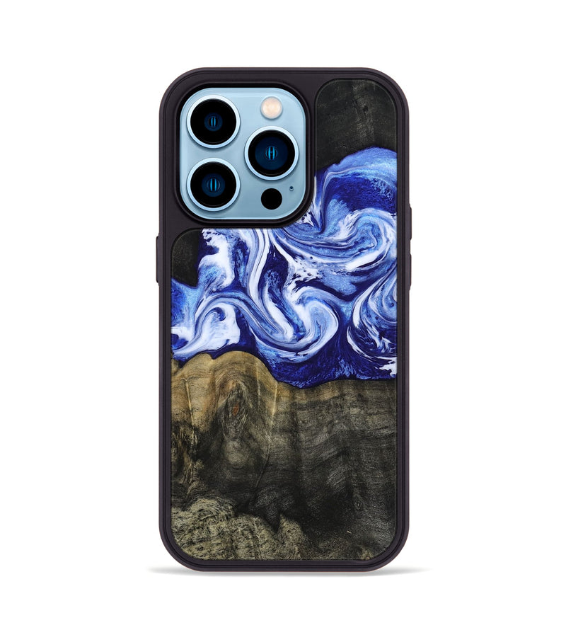 iPhone 14 Pro Wood Phone Case - Geo (Blue, 813276)
