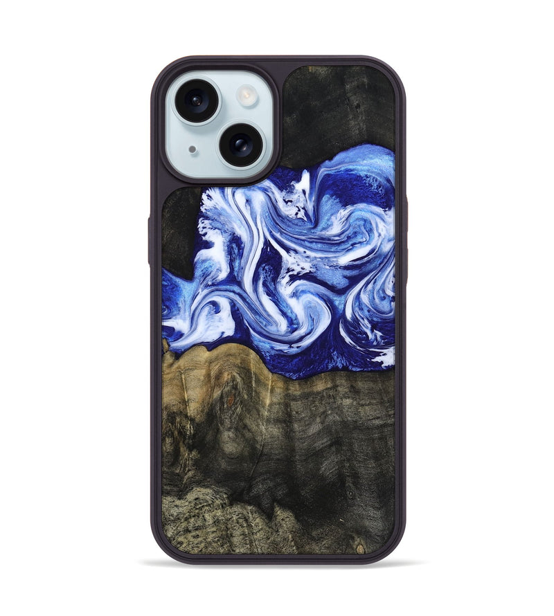 iPhone 15 Wood Phone Case - Geo (Blue, 813276)